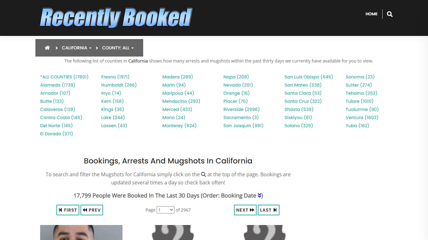 Bookings, Arrests and Mugshots in Santa Clara County, California
