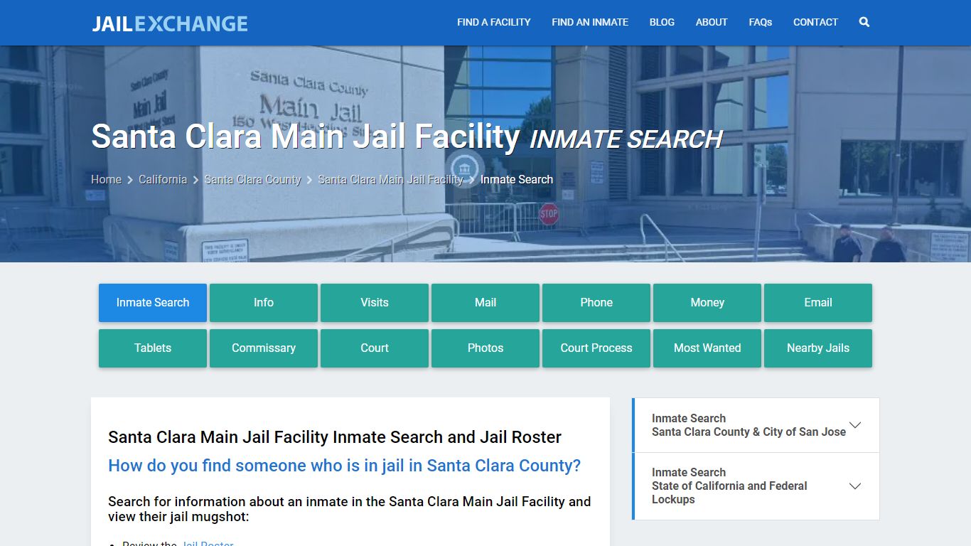 Santa Clara Main Jail Facility Inmate Search - Jail Exchange